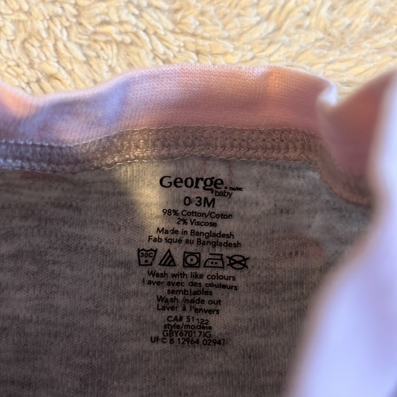 (3 for $10) George heart pattern zip up footie/ sleeper - Picture 3 of 3